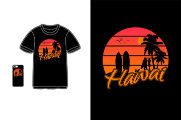 Hawaii,t-shirt merchandise silhouette mockup