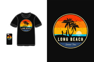 Long beach summer time,t-shirt merchandise silhouette mockup typography