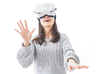 VRの体験をする女性