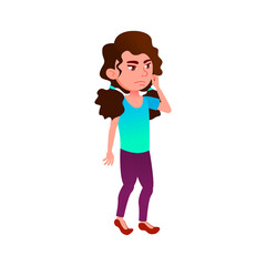 serious girl teenager searching family in park cartoon vector. serious girl teenager searching family in park character. isolated flat cartoon illustration