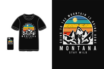 Montana stay wild,t-shirt merchandise silhouette retro style