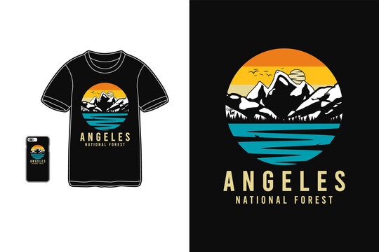 Angeles national forest,t-shirt merchandise silhouette retro style