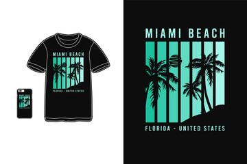 Miami beach florida,t-shirt merchandise silhouette style