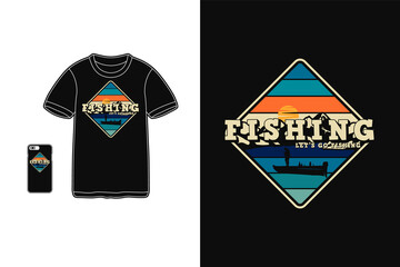 Fishing, t shirt design silhouette retro style