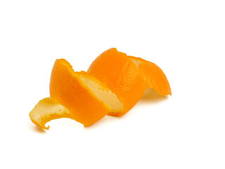 Fototapeta na wymiar Cut orange peel isolated on white background, concept of orange