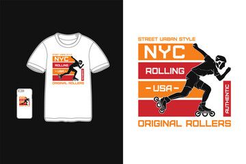 Nyc rolling usa original,t-shirt mockup silhouette merchandise mockup