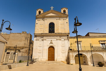 Fototapeta premium Main Facade of Parish of the Immaculate Heart of Mary (Parocchia Sacro Cuore Immacolato di Maria) in Rosolini, Province of Syracuse, Sicily, Italy.