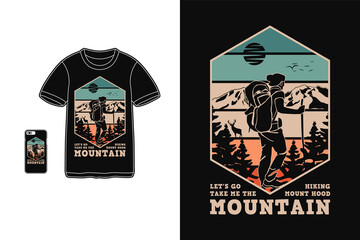 Mountain, t shirt design silhouette retro style