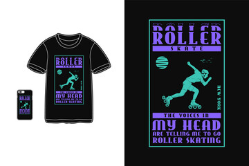 Roller skate, t shirt design silhouette urban style