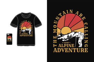 Adventure camp alpine, t shirt design silhouette retro style