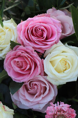 Pink,purple and white wedding roses