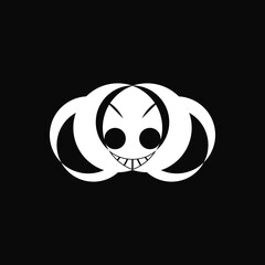 Dangerous Skull Logo Concept. Unique, Flat, Modern, Monogram and Clean Logotype. Black and White. Suitable for Logo, Icon, Symbol, and sign. Such as T shirt Design, Scary or Mascot Logo