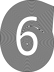 Number 6  Line Logo Icon Design