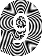 Number 9  Line Logo Icon Design