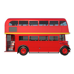 Obraz na płótnie Canvas Double Decker Bus vitange 1-Lateral view white background 3D Rendering Ilustracion 3D