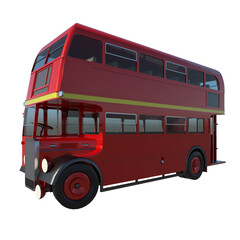 Double Decker Bus vitange 1-Perspective F view white background 3D Rendering Ilustracion 3D