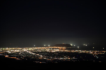 Naklejka premium 裏函館の夜景とイカ釣り漁船の漁火