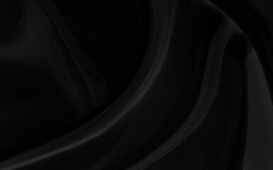 Black gray satin dark fabric texture luxurious shiny that is abstract silk cloth background with patterns soft waves blur beautiful.