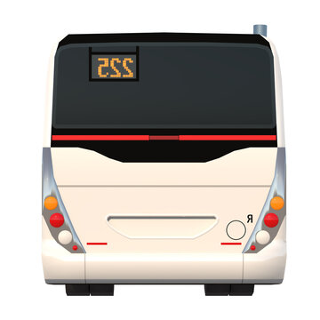 Urban Bus 2- Back view white background 3D Rendering Ilustracion 3D