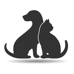 Illustration Silhouettes Dog And Cat Logo Template Design, Emblem, Design Concept 

