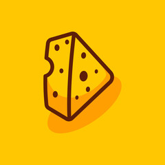 Triangular slice of cheese logo vector illustration. Cheese logo design template.