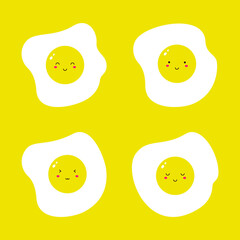 Collection of fried egg character design
