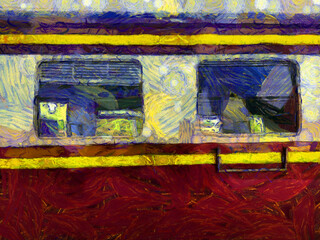 Thai train Illustrations creates an impressionist style of painting.