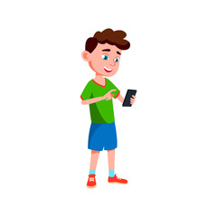 preteen caucasian boy chatting with girlfriend on cellphone cartoon vector. preteen caucasian boy chatting with girlfriend on cellphone character. isolated flat cartoon illustration