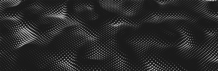 Black background. 3d dotted surface. Futuristic landscape. Technology presentation backdrop. Vector illustration