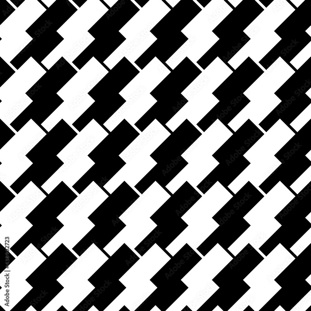 Poster Diagonal simple tile pattern. Vector black and white checkered diagonal tile. Seamless double tile pattern.