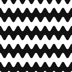 Wavy black and white layers. Vector monochrome repeated waves pattern.