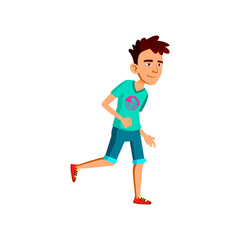 Fototapeta premium boy teenager jogging in park cartoon vector. boy teenager jogging in park character. isolated flat cartoon illustration