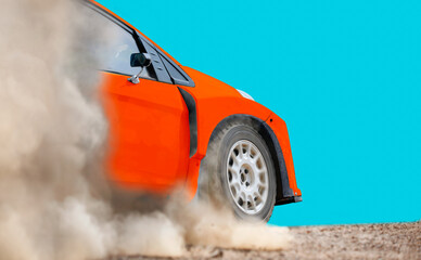 Rally racing car on dirt track. © toa555