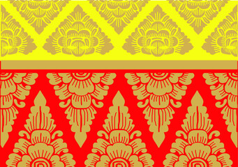 Geometric Indonesian batik motifs with distinctive Balinese floral pattern