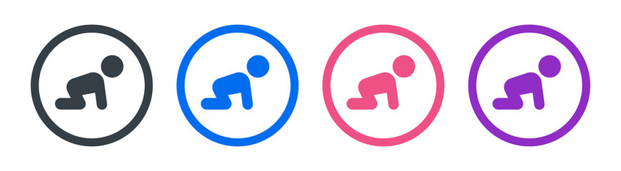 Baby crawling icon vector illustration.