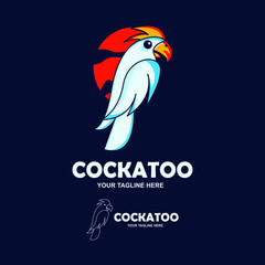 Cockatoo logo design template. Cockatoo emblem vector illustration
