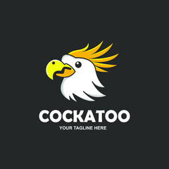 Cockatoo logo design template. Cockatoo emblem vector illustration