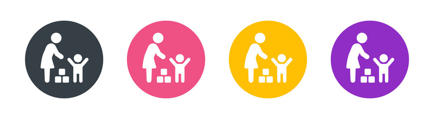 Mother, babysitter or nanny day care icon vector illustration - obrazy, fototapety, plakaty