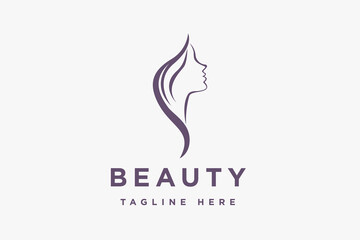 Woman face logo design vector illustration. Woman face suitable for beauty and cosmetic company logos.