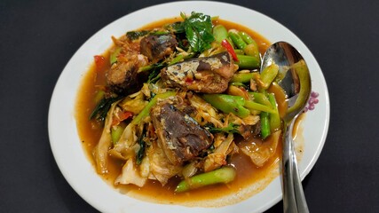 stew with vegetables on the plate.