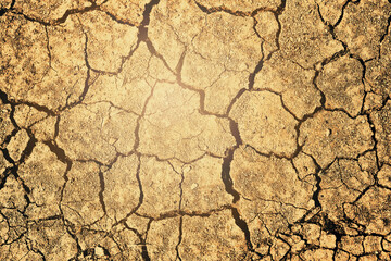 Drought cracked land. Agricultural water shortage problem. Climate change and global warming. Ecology crisis and extreme weather.