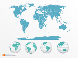 world map with globe vector format