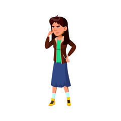 serious young lady thinking about problem on seminar cartoon vector. serious young lady thinking about problem on seminar character. isolated flat cartoon illustration