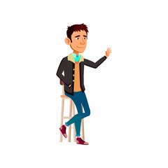 young boy ordering drink at bar counter cartoon vector. young boy ordering drink at bar counter character. isolated flat cartoon illustration