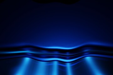 Glow blue light effect on dark blue background. 3D rendering.