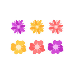 Set of Beautiful flower vector illustration. Colorful Cute flower decoration element suitable for pattern background, banner decorative etc