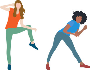 Mujeres haciendo gimnasia. fondo transparente