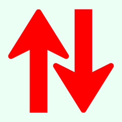 red arrow on white background