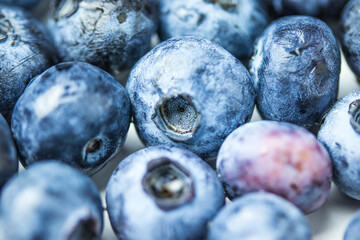 Close up of ripe blueberries in group