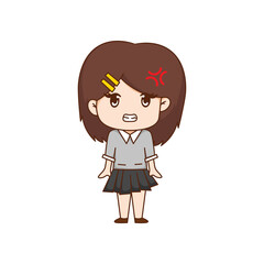 cute female student character on white background